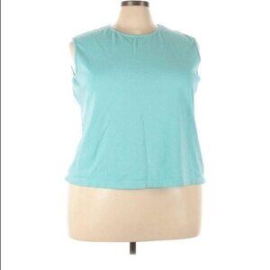 CJ Banks Womens Sleeveless Aqua Tank Top 3X Cotton/Spandex Blend Comfortable Fit